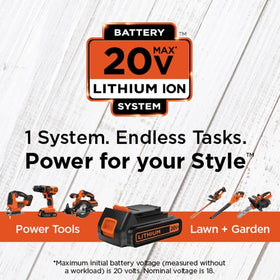 Black+Decker 20V Max motor powering a range of drilling and driving tasks.