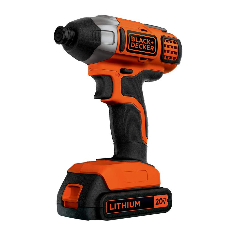 BLACK+DECKER 20V PowerConnect impact driver chuck for fast, easy bit changes.