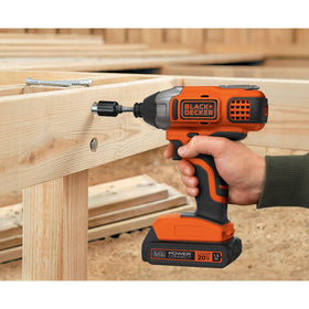 BLACK+DECKER 20V PowerConnect kit includes battery, charger, and bit.