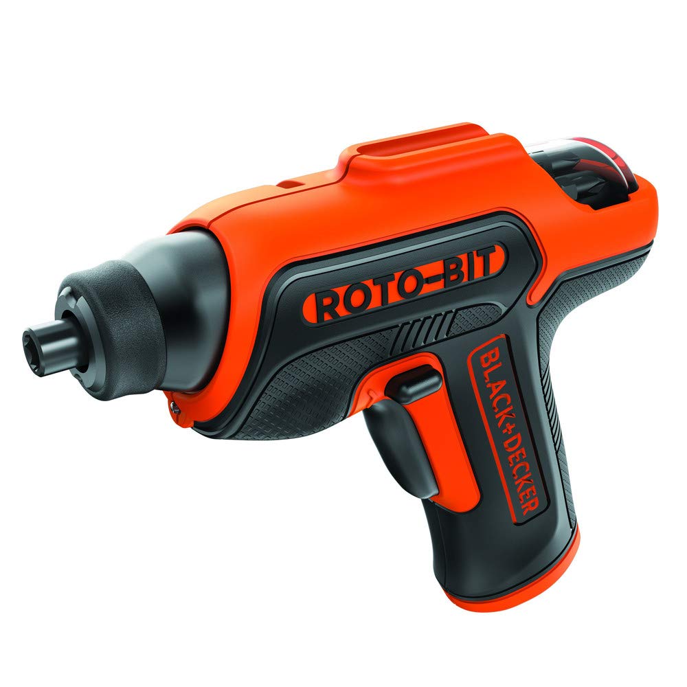 BLACK+DECKER 4V MAX battery powers cordless screwdriver for long-lived charge.