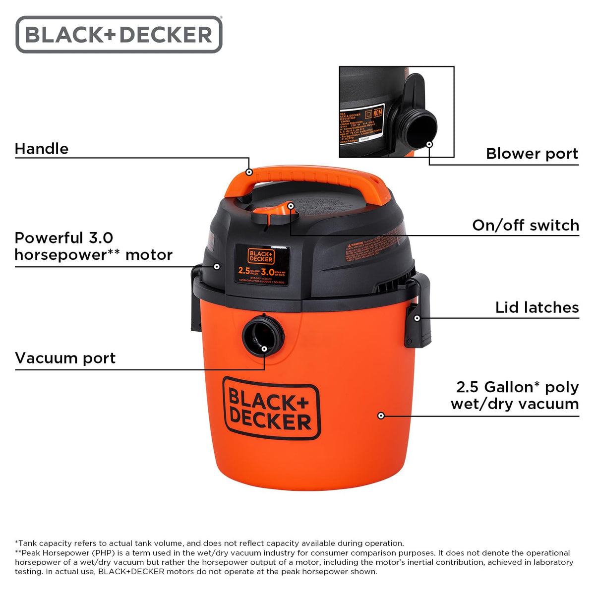 Attachments for the BLACK+DECKER shop vac enable versatile cleaning