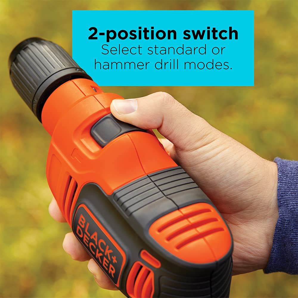 BLACK+DECKER BEHD201 3-position side handle for comfortable control.