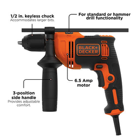 BLACK+DECKER BEHD201 hammer drill function highlighted for masonry work.