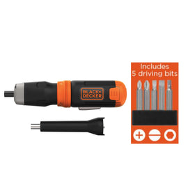Black+Decker cordless screwdriver at 220 RPM for quick screw driving in DIY projects