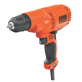 Black+Decker DR260C corded drill with 5.5-amp motor for powerful wood drilling.