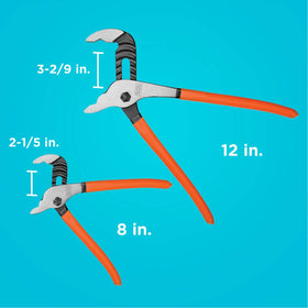 BLACK+DECKER groove-joint pliers adjusted for different sizes and tight spaces.