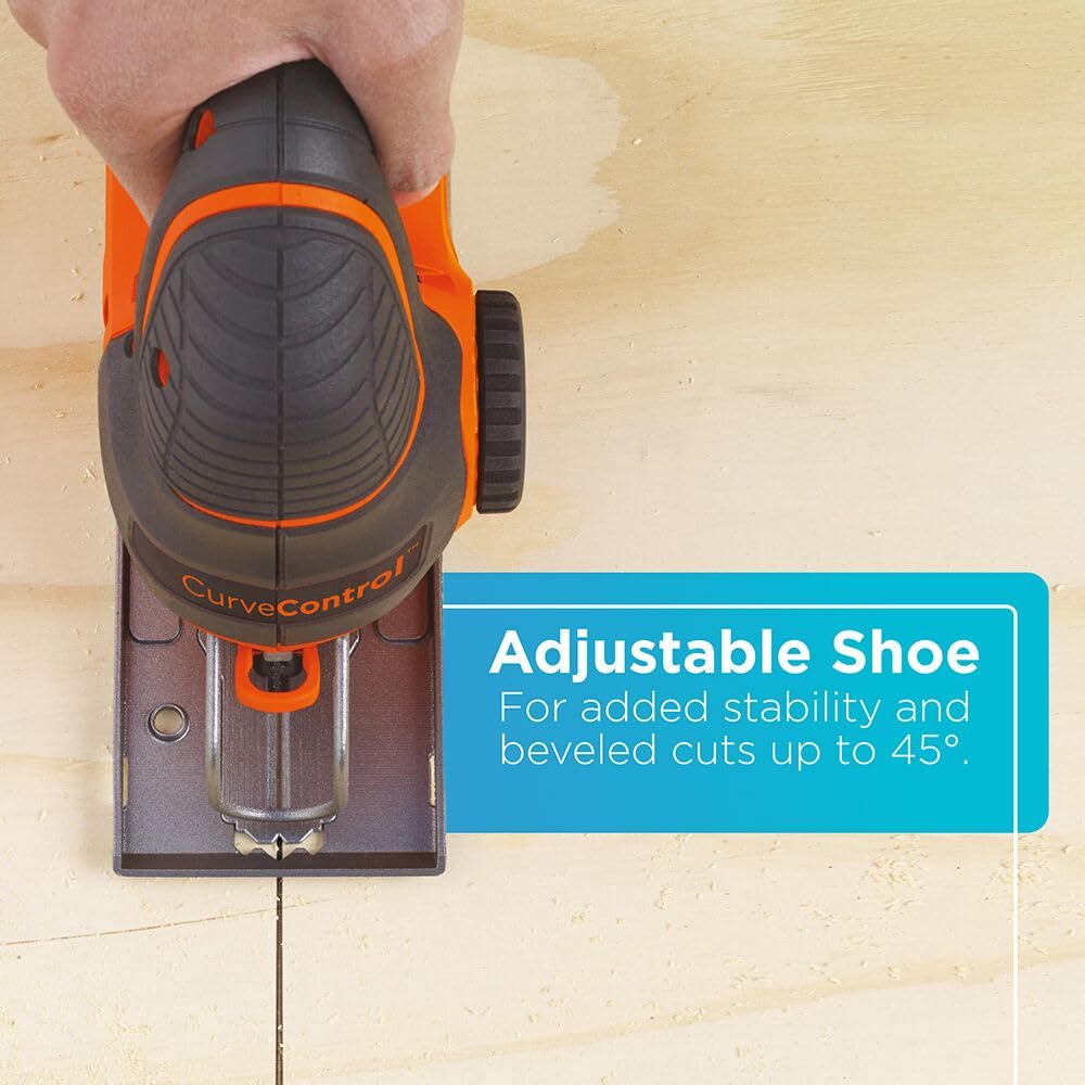 BLACK+DECKER Jig Saw clear line of cut with guard and dust blower