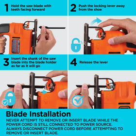 BLACK+DECKER Jig Saw variable speed up to 3,000 SPM for versatile materials.