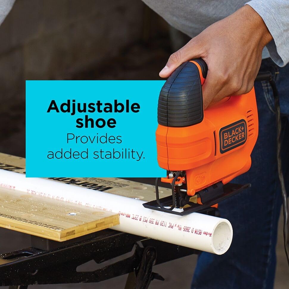 BLACK+DECKER Jig Saw wire guard provides clear sightline for cuts.
