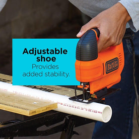 BLACK+DECKER Jig Saw wire guard provides clear sightline for cuts.
