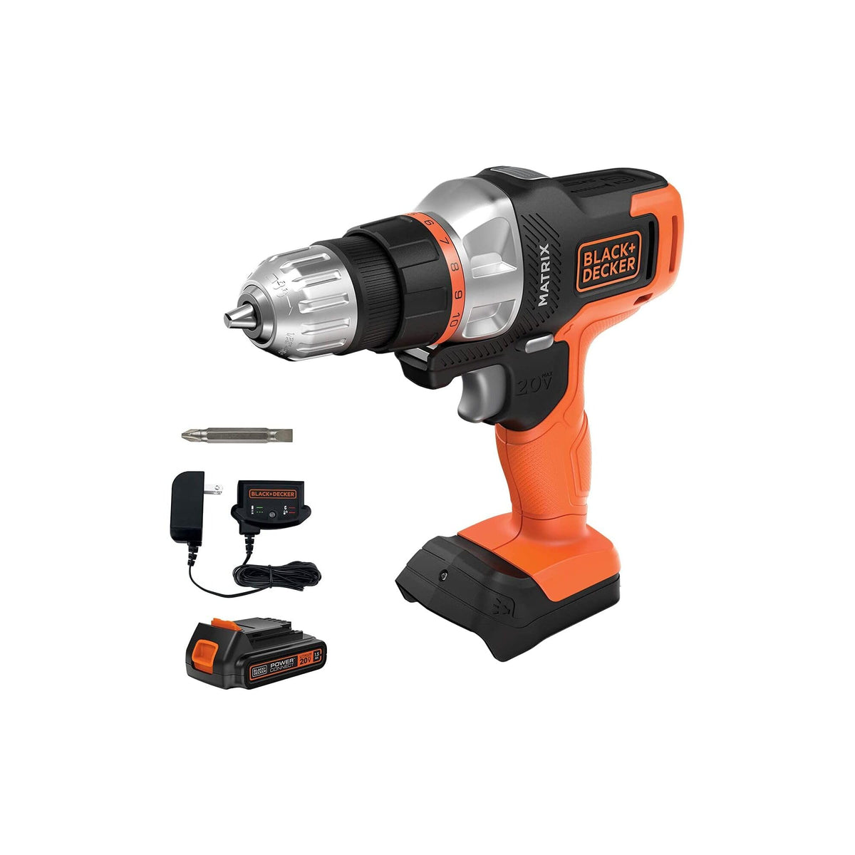 Black+Decker Matrix drill/driver with quick-connect system for faster tool changes.