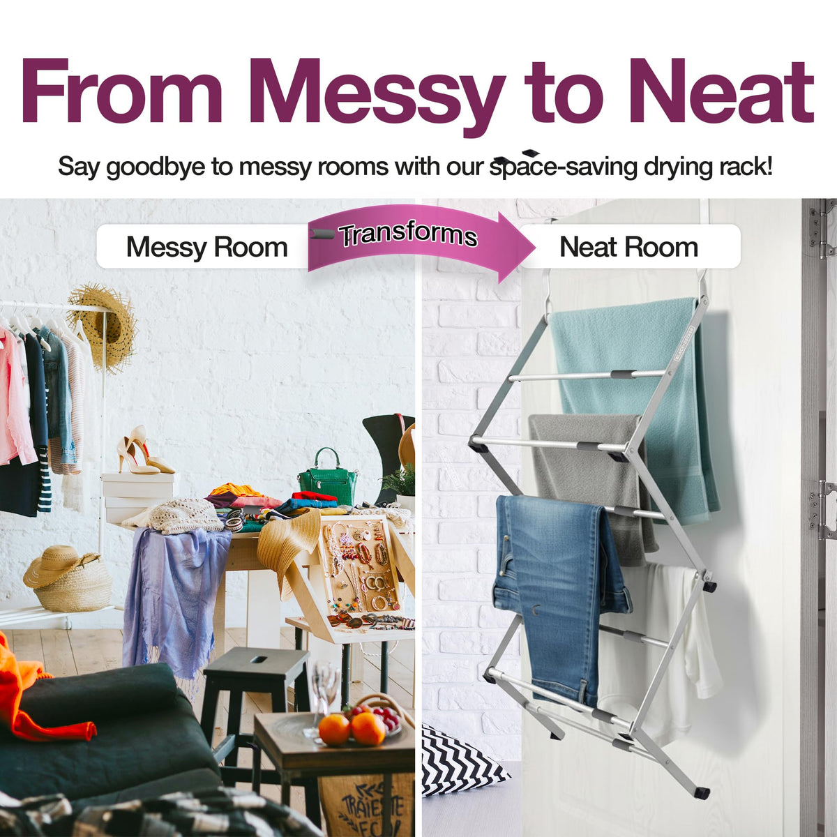 BLACK+DECKER over-the-door drying rack supports up to 11 pounds of laundry.