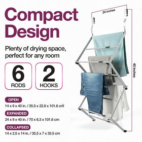BLACK+DECKER over-the-door drying rack folded to 3.5 inches for easy storage.
