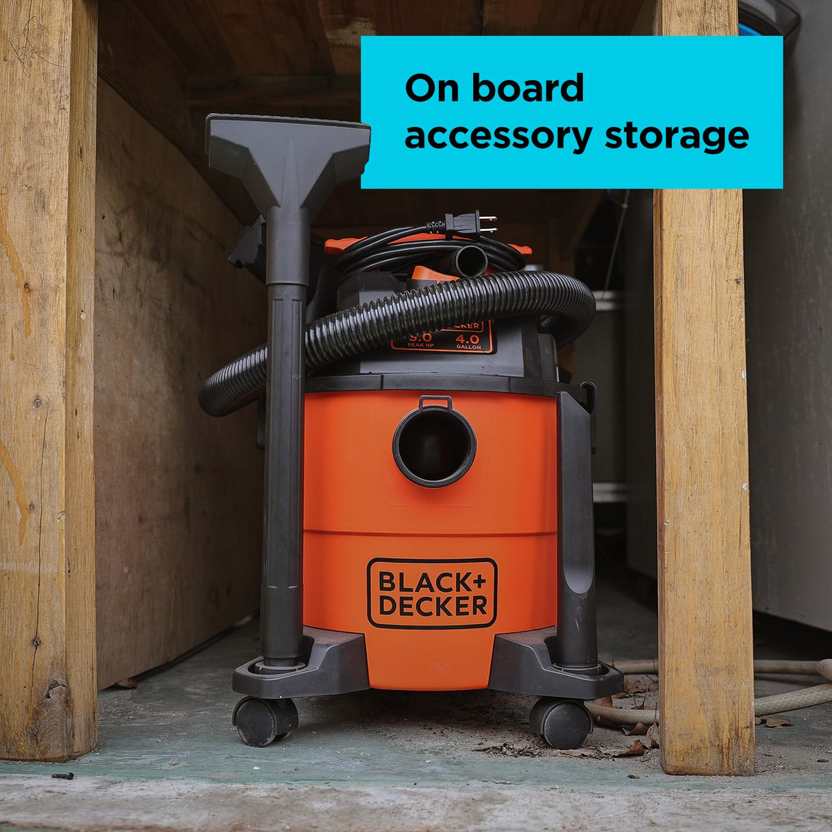 BLACK+DECKER 13-foot reach and diverse nozzles for tight spots