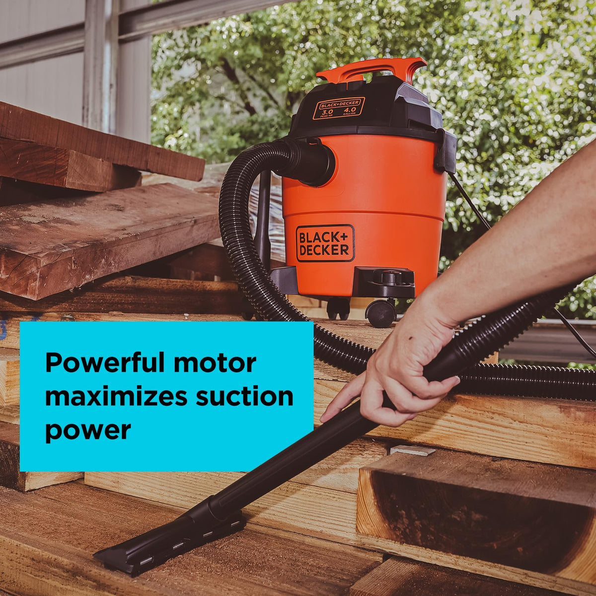 BLACK+DECKER shop vac with 360-degree wheels glides smoothly