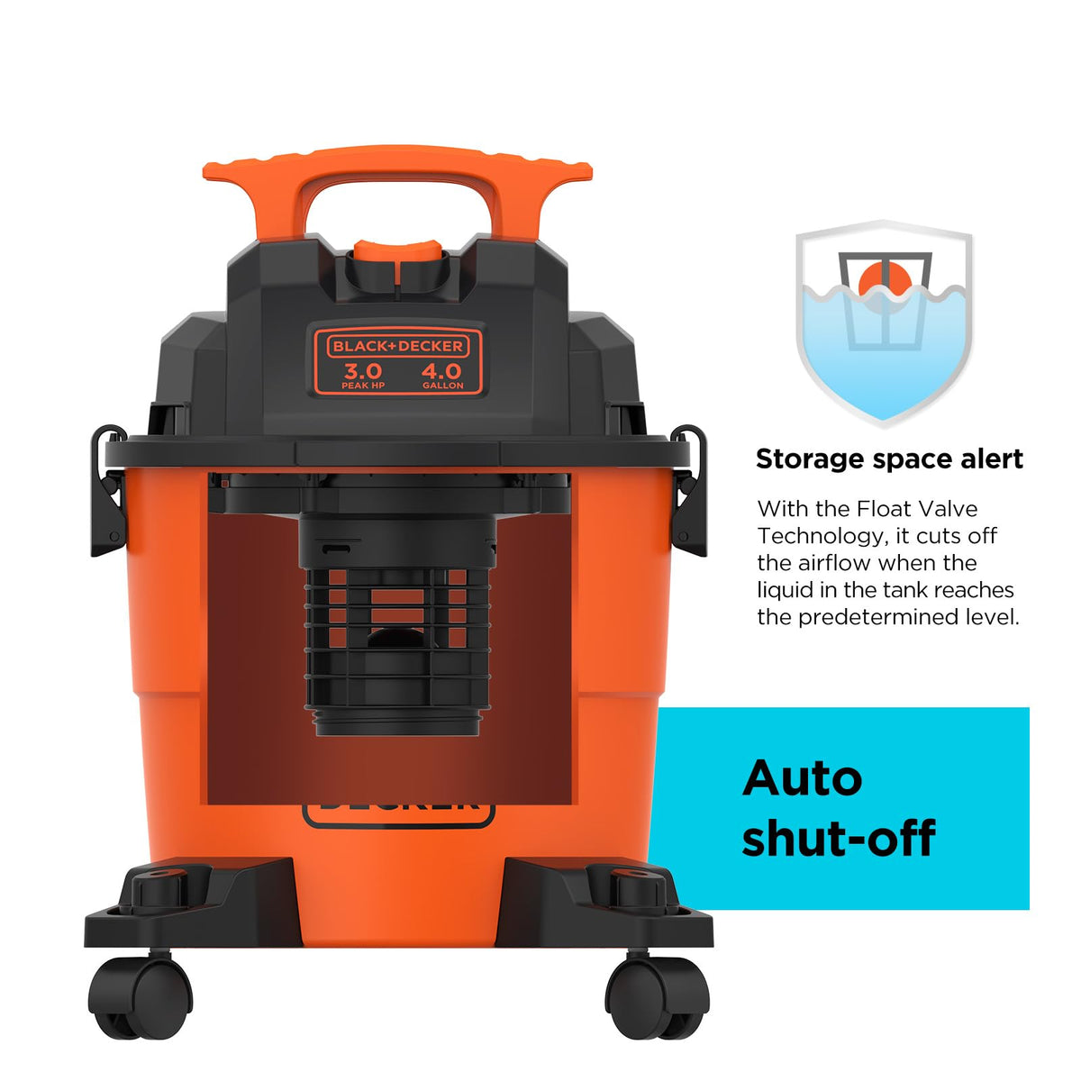 BLACK+DECKER compact portable shop vac for easy handling
