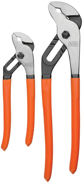 BLACK+DECKER slip joint pliers 8in closeup with adjustable jaws for versatile grip.
