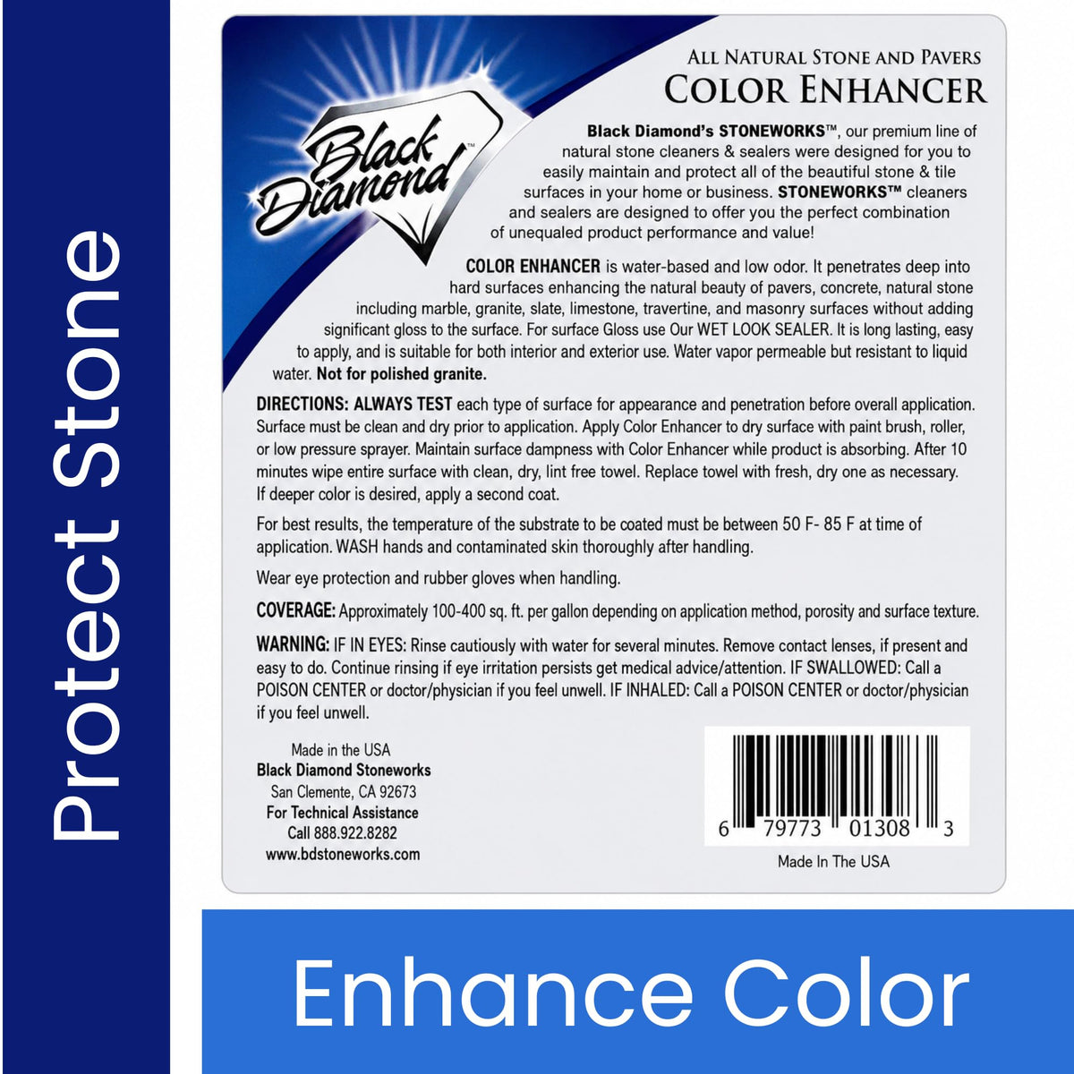 Black Diamond Color Enhancer Sealer storage guidance shown for dry, controlled-temperature conditions.
