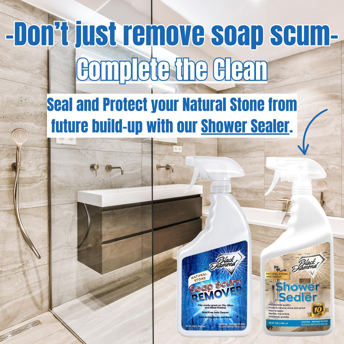 Black Diamond Stoneworks sealer easy clean result with less buildup.