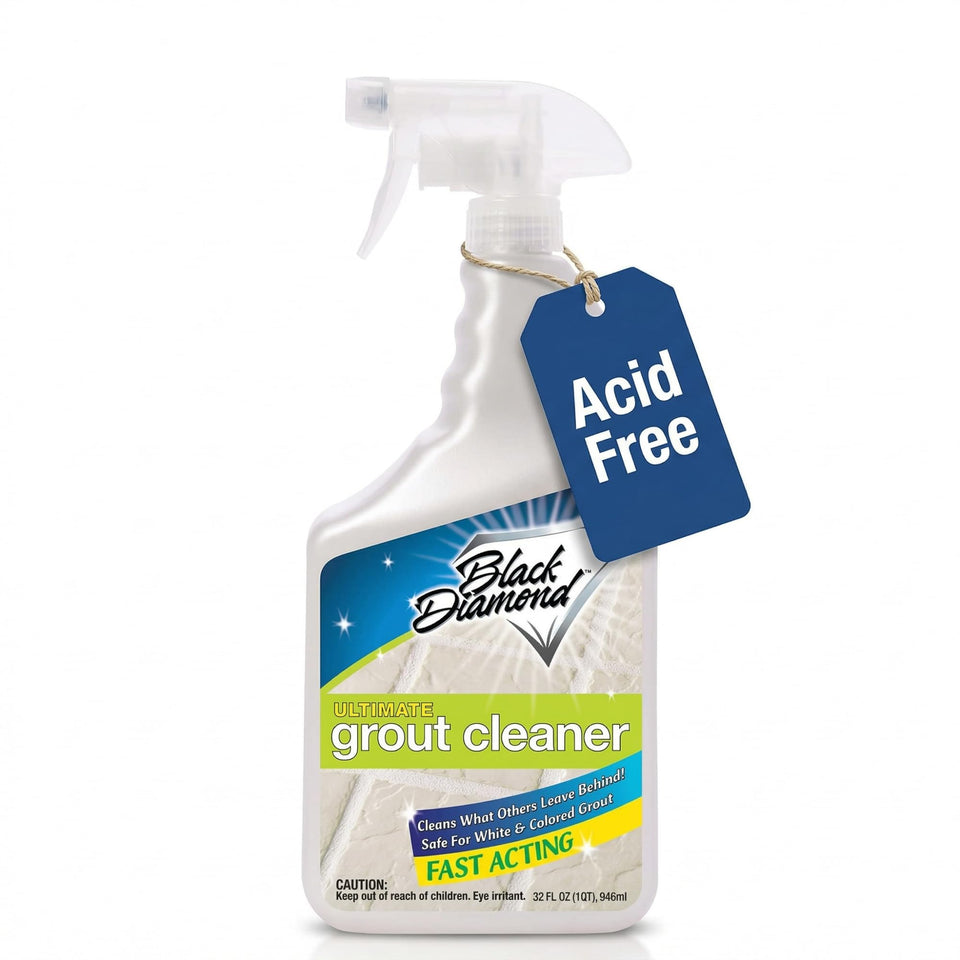 Black Diamond Stoneworks Ultimate Grout Cleaner bottle ready for grout cleaning.