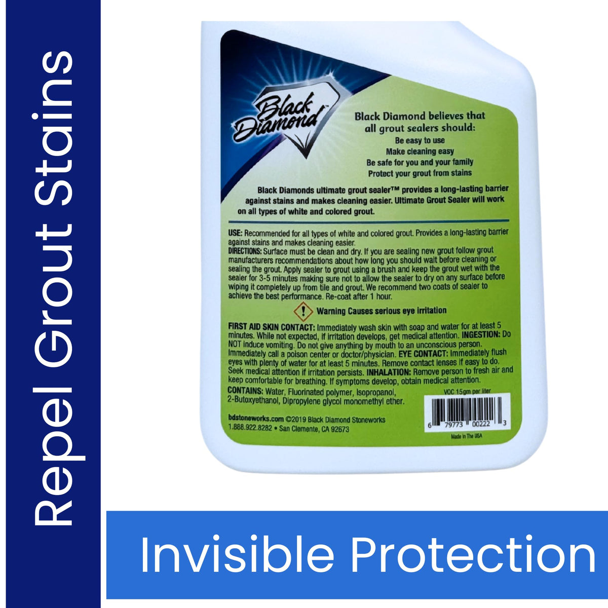 Black Diamond Stoneworks Ultimate Grout Sealer easy-to-use design saves time during application.