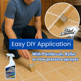 Black Diamond Stoneworks Ultimate Grout Sealer features a low odor formula for all grout colors.