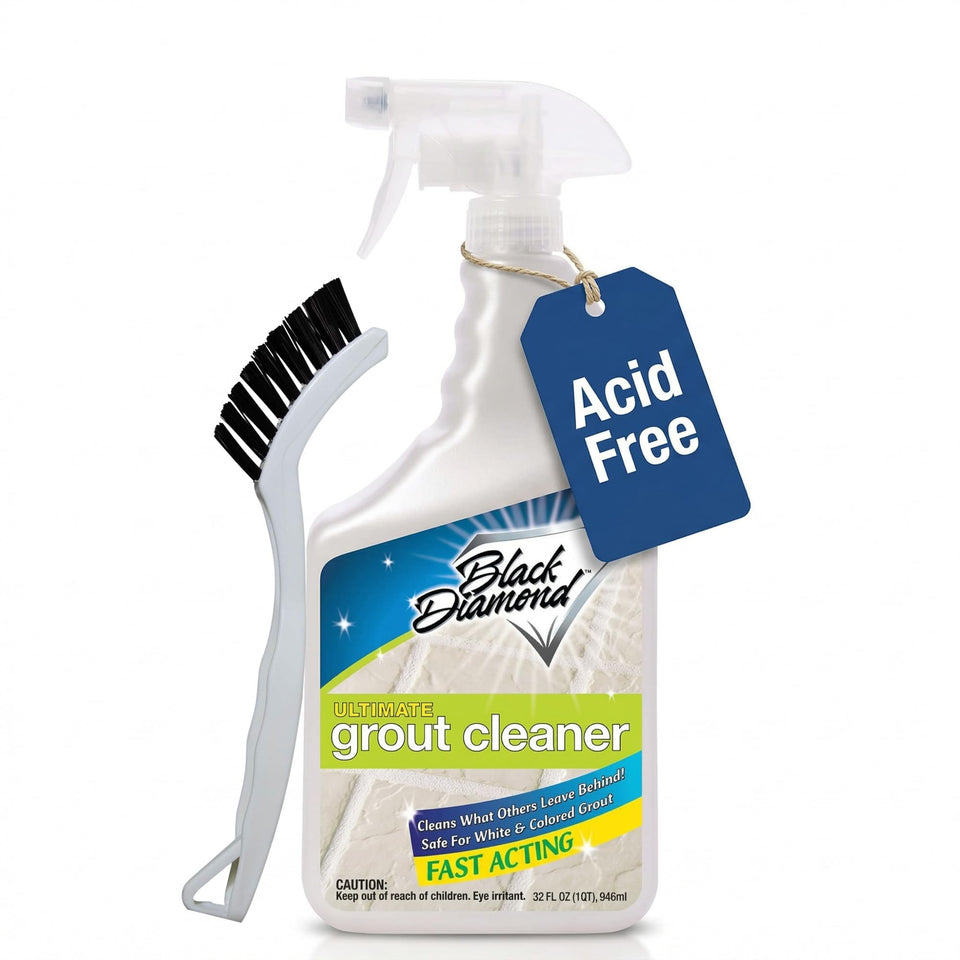 Black Diamond Ultimate Grout Cleaner bottle pour showing controlled dispensing for grout cleaning