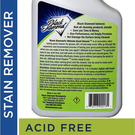 Black Diamond Ultimate Grout Cleaner in use on tile demonstrating spray and scrub steps