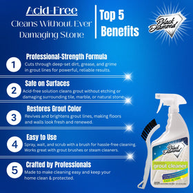 Black Diamond Ultimate Grout Cleaner spray application providing even coverage on grout lines