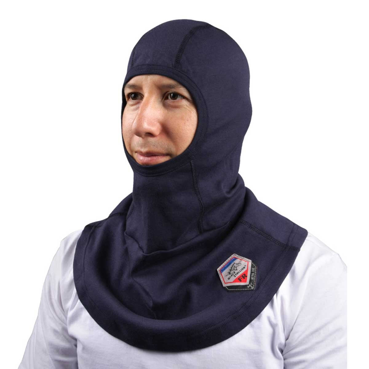 Black Stallion AH1520-NV balaclava with circular neck drape protecting neck from sparks
