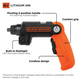 BDCSFL20C 4V MAX battery image indicates cordless convenience for home repairs.
