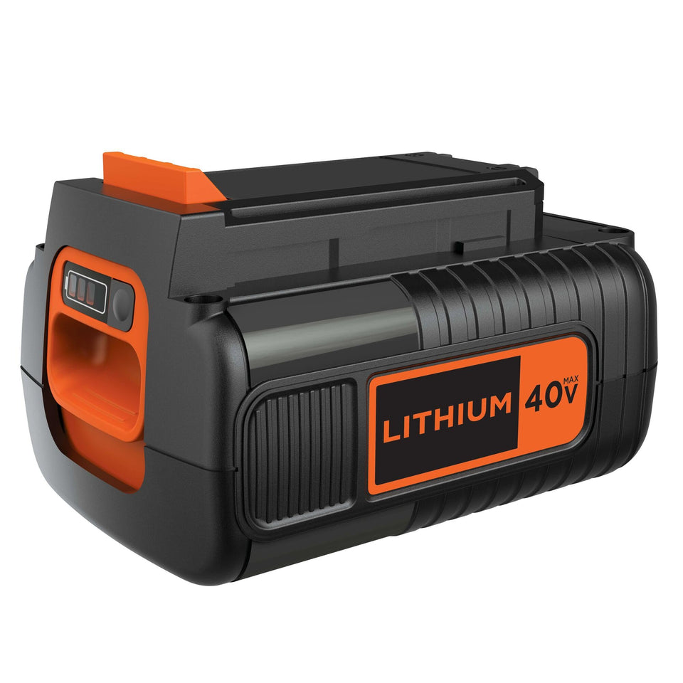 Black+Decker LBX1540 battery front view shows quick connect for easy swapping.