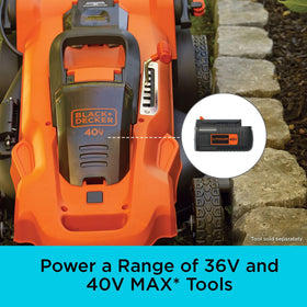 Black+Decker LBX1540 battery being installed demonstrates simple tool-free installation.