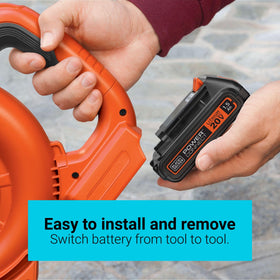 Black+Decker LBXR20 battery with smart regulation for longer lifespan.