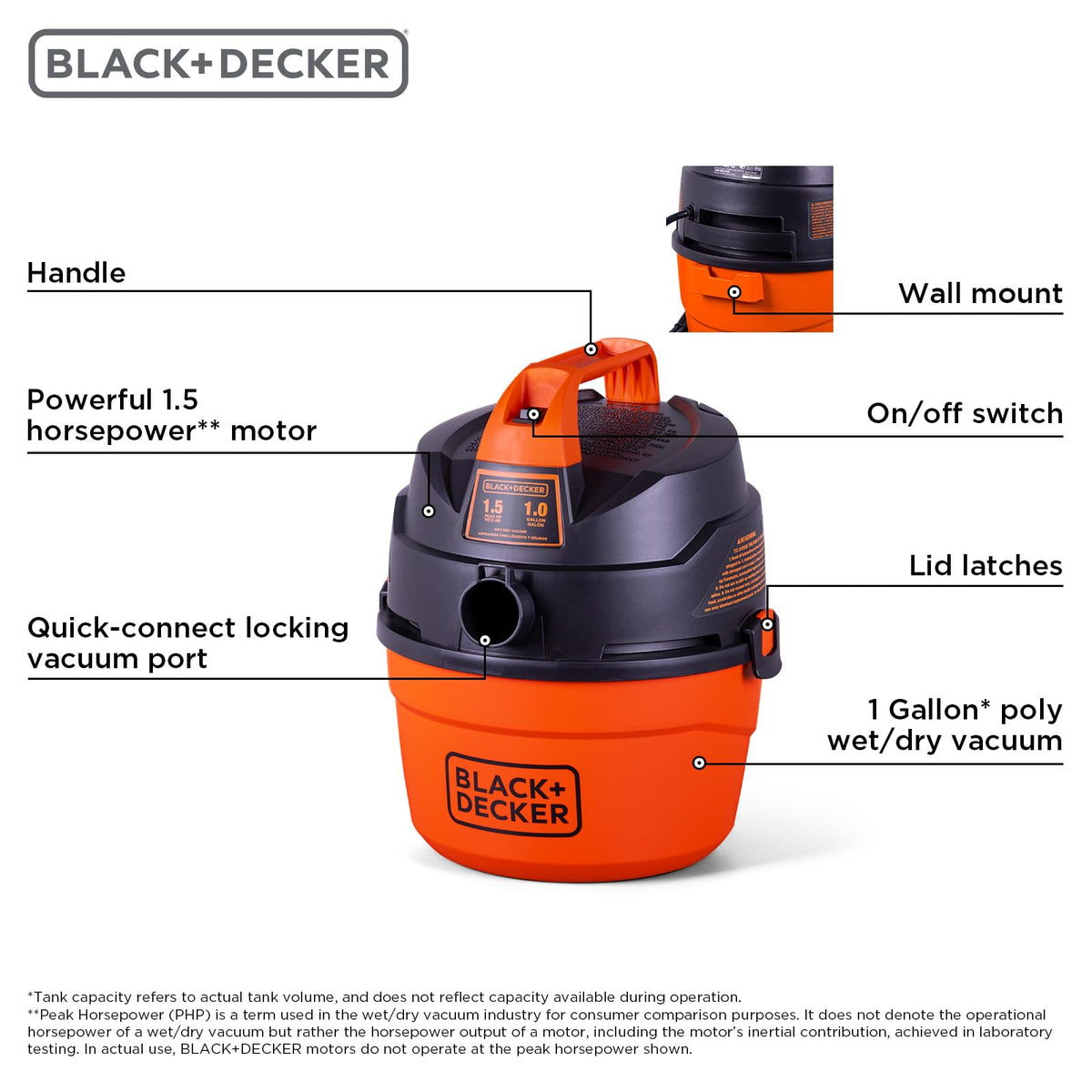 Black+Decker 4ft hose and attachments for versatile cleaning