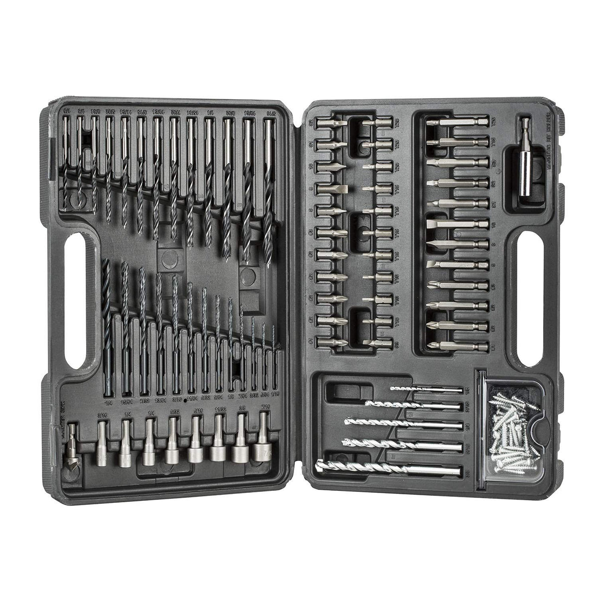 BLACK+DECKER BDA91109 drill bits for wood, metal, and masonry in a compact kit.