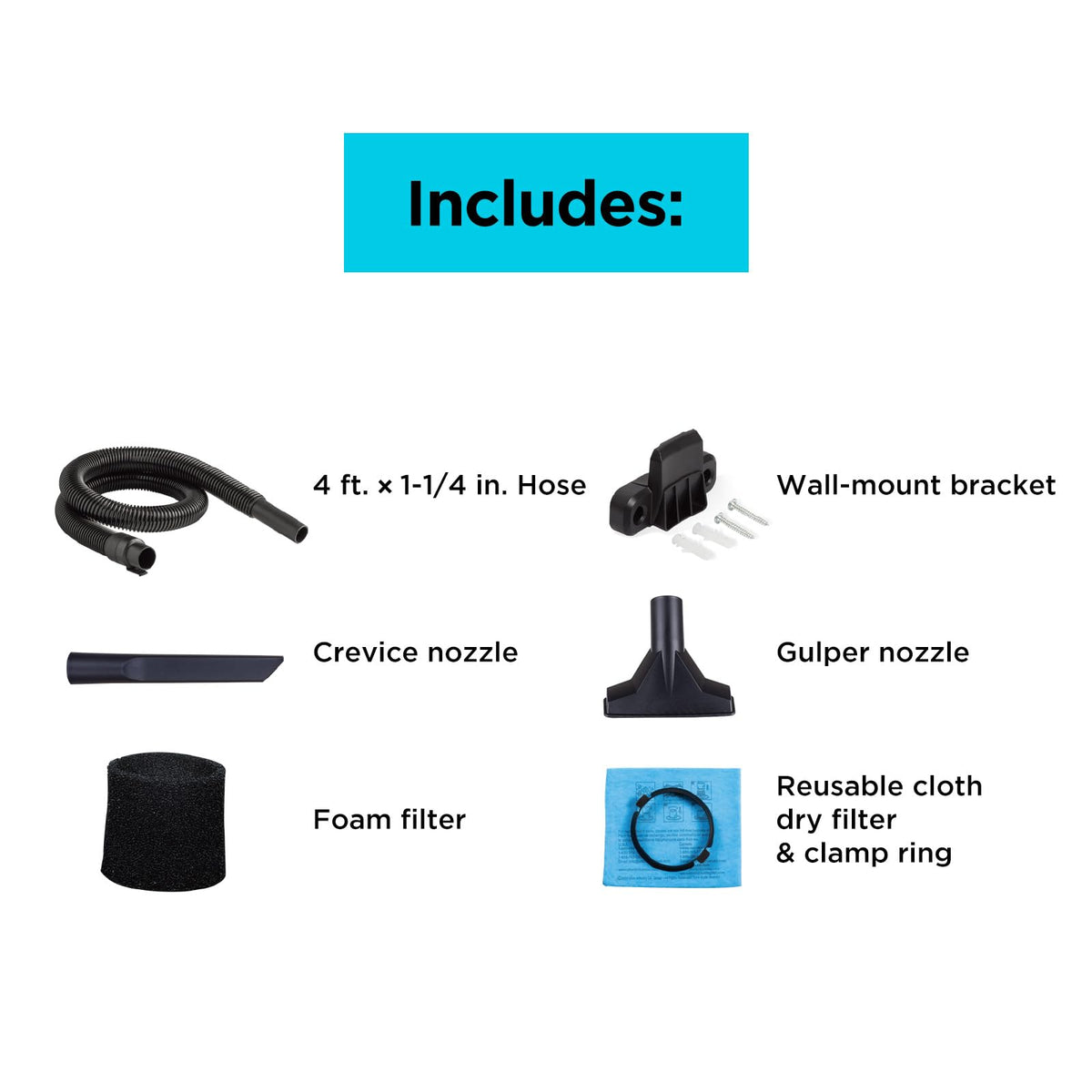 Black+Decker gulper nozzle and crevice nozzle for spills and tight corners