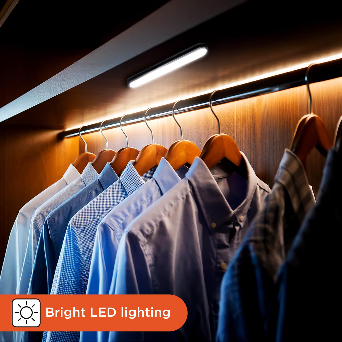 BLACK+DECKER slim-profile light bar fits narrow spaces like shelves.