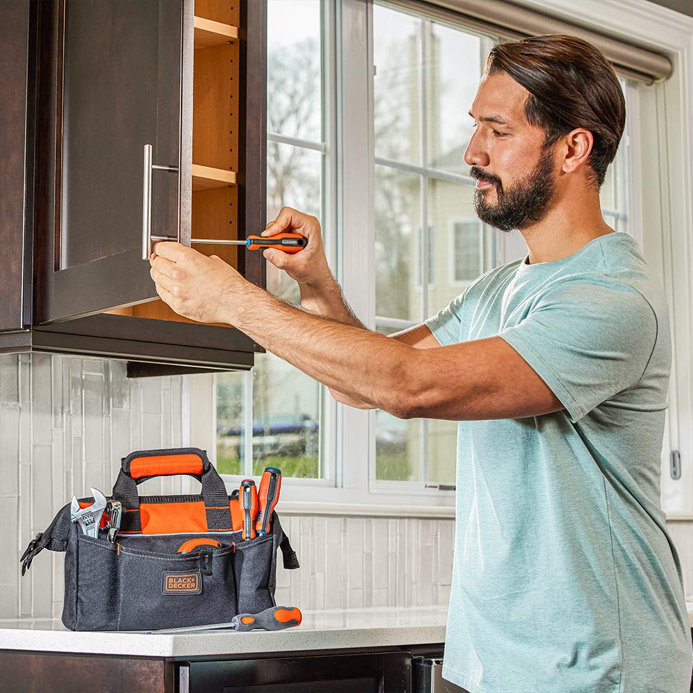 Hi-vis orange interior paneling helps locate tools quickly in low light