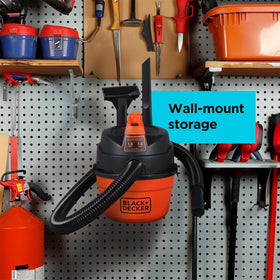 Black+Decker 1-gallon vacuum with top-accessory storage for organized tasks