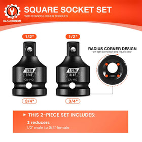 BLACKROBOT CR-MO steel adapter offers high durability for torque tasks.