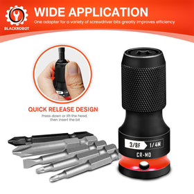 BLACKROBOT quick-release adapter 1/4 hex to 1/2 square drive for heavy-duty tasks