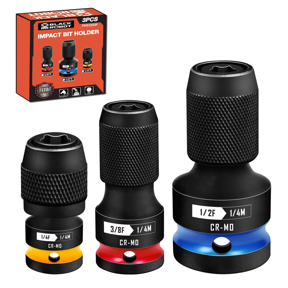 BLACKROBOT quick-release adapter 1/4 hex to 1/4 square drive enables fast tool changes