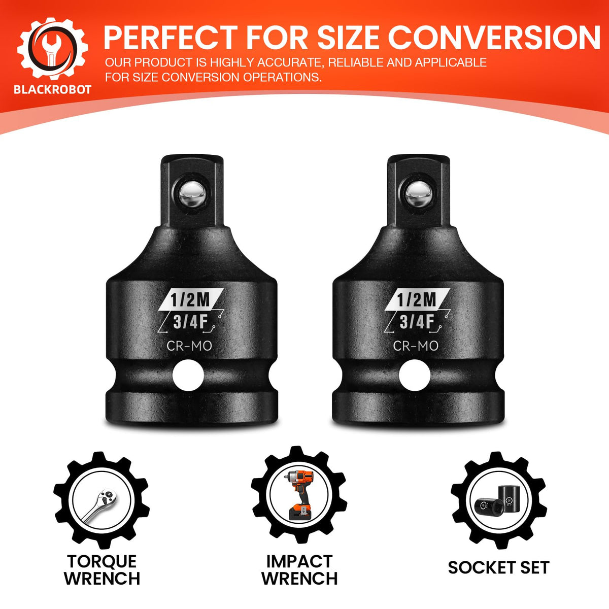 BLACKROBOT spring ball detent keeps sockets securely engaged.