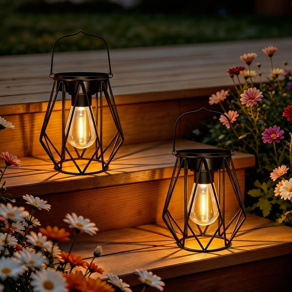 Blakapoo solar lantern for outdoor hanging provides warm light for patios and pathways