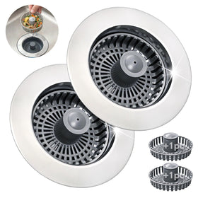 Blazeavian 3-in-1 stopper with pop-up drain on a modern kitchen sink.