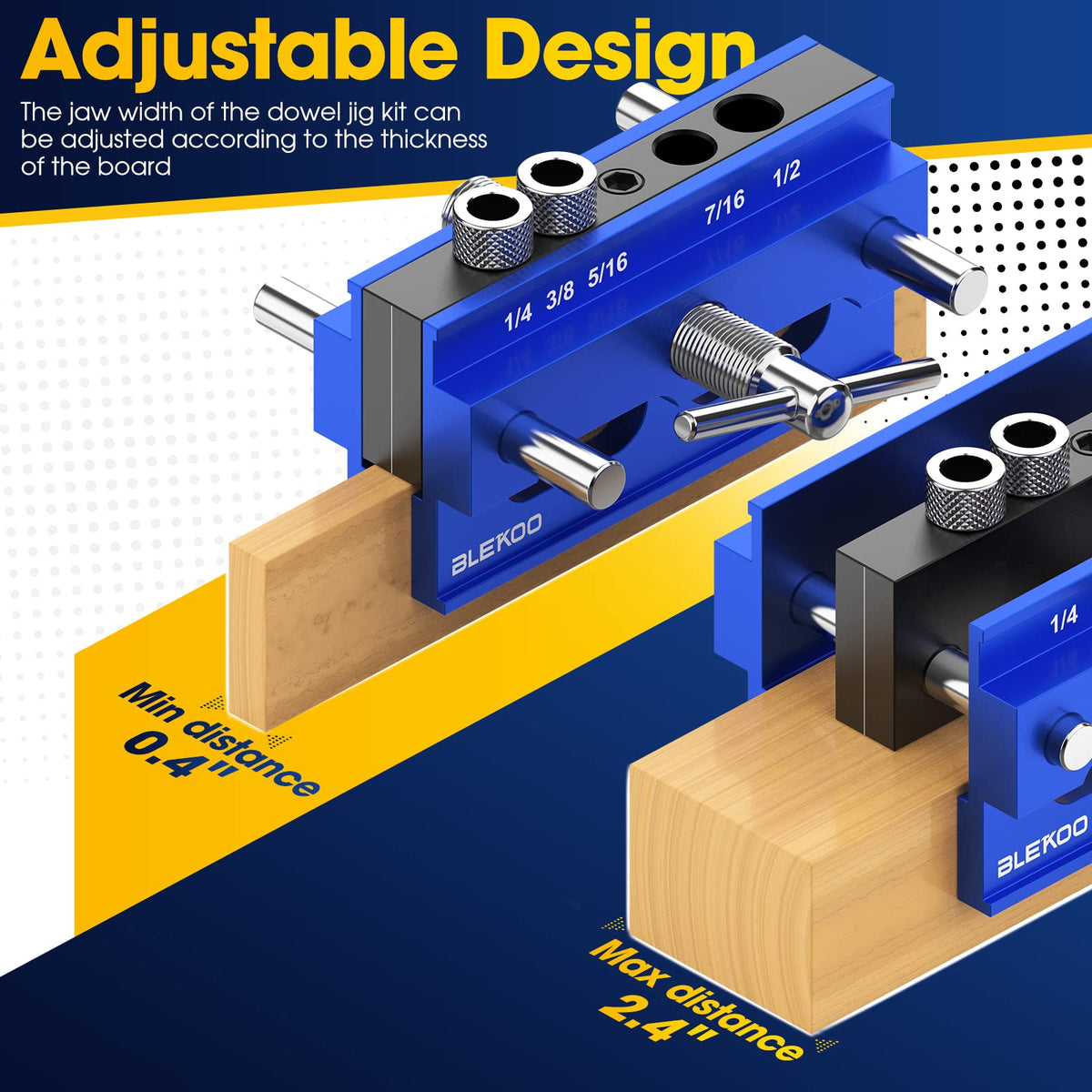 Blekoo doweling jig bushings pack with six hardened bushings for versatility.