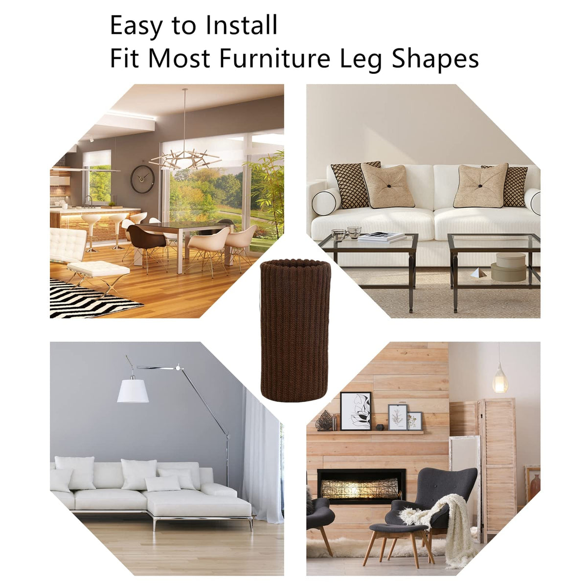 BLENDNEW elastic leg socks fit most chair legs for quick, hassle-free installation.