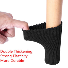 BLENDNEW knitted chair leg socks close-up in black; double-thick knit for durability.