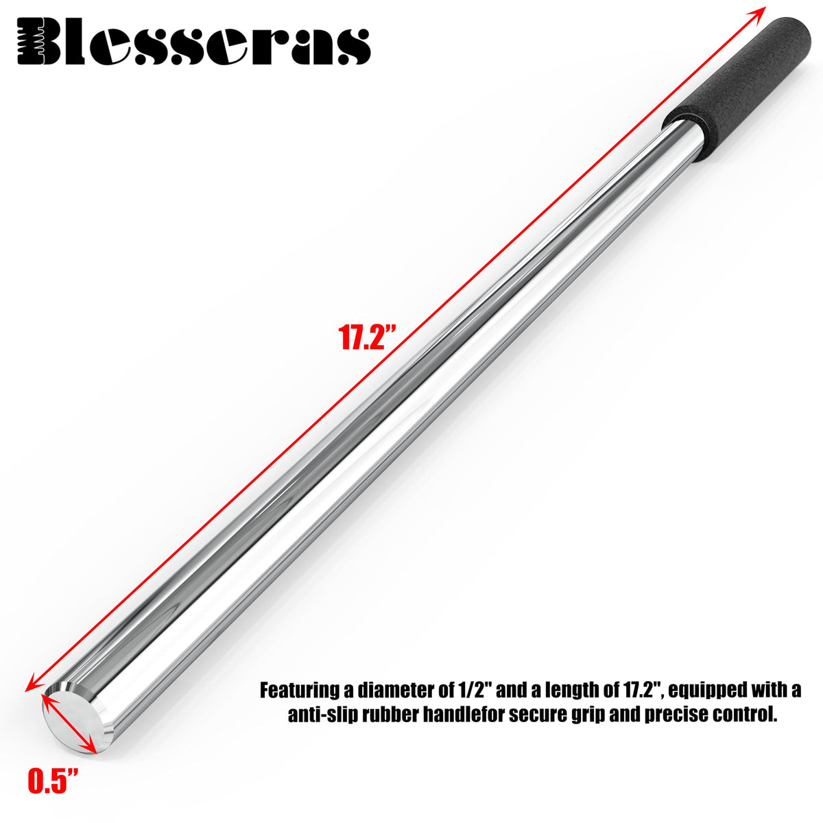 Blesseras winding bar with galvanized finish for resilience and clean appearance.